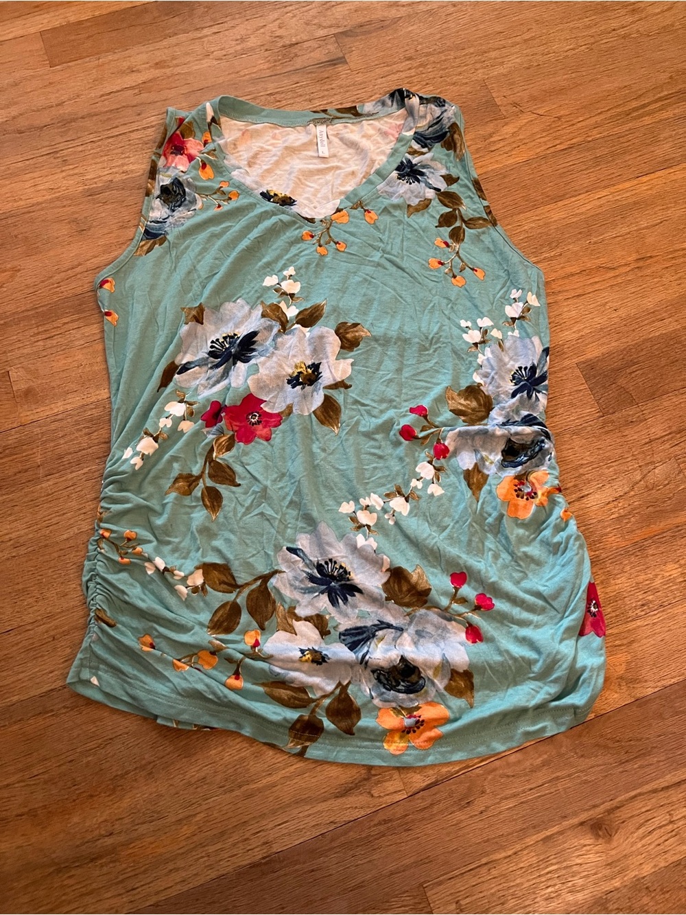 Dollcake Aqua Floral V-Neck Sleeveless Tank